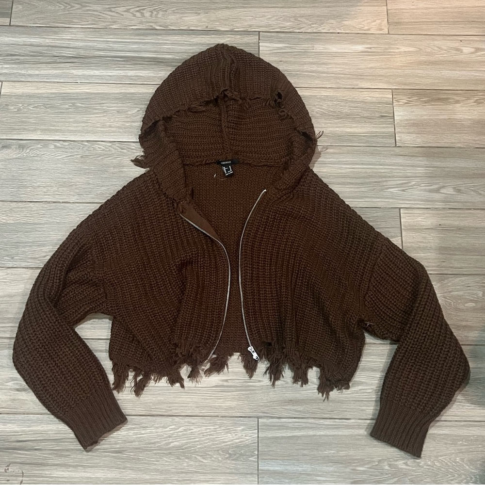 Cropped Crochet Comfy Boho Zip-Up